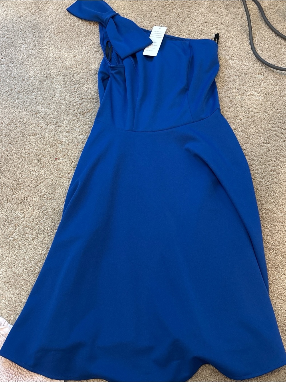 Girls One-Shoulder Bow Formal Dress in Royal Blue